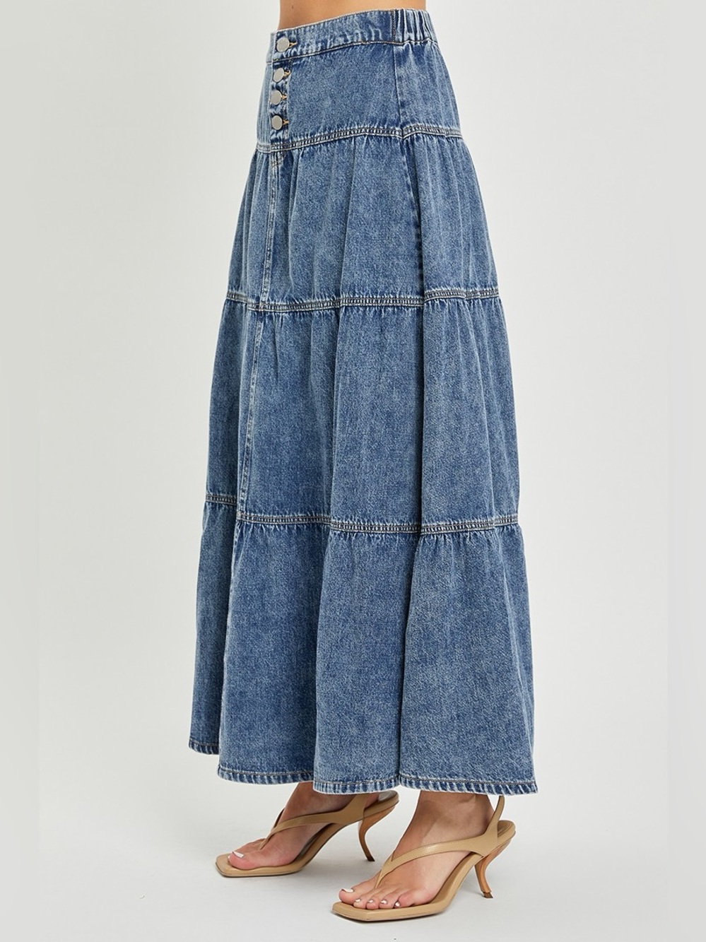 RISEN High Rise Ruffle Long Skirts - Picture 3 of 7